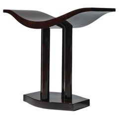 Art Deco Style Curule Stool in Varnished Wood, France, Late 20th Century
