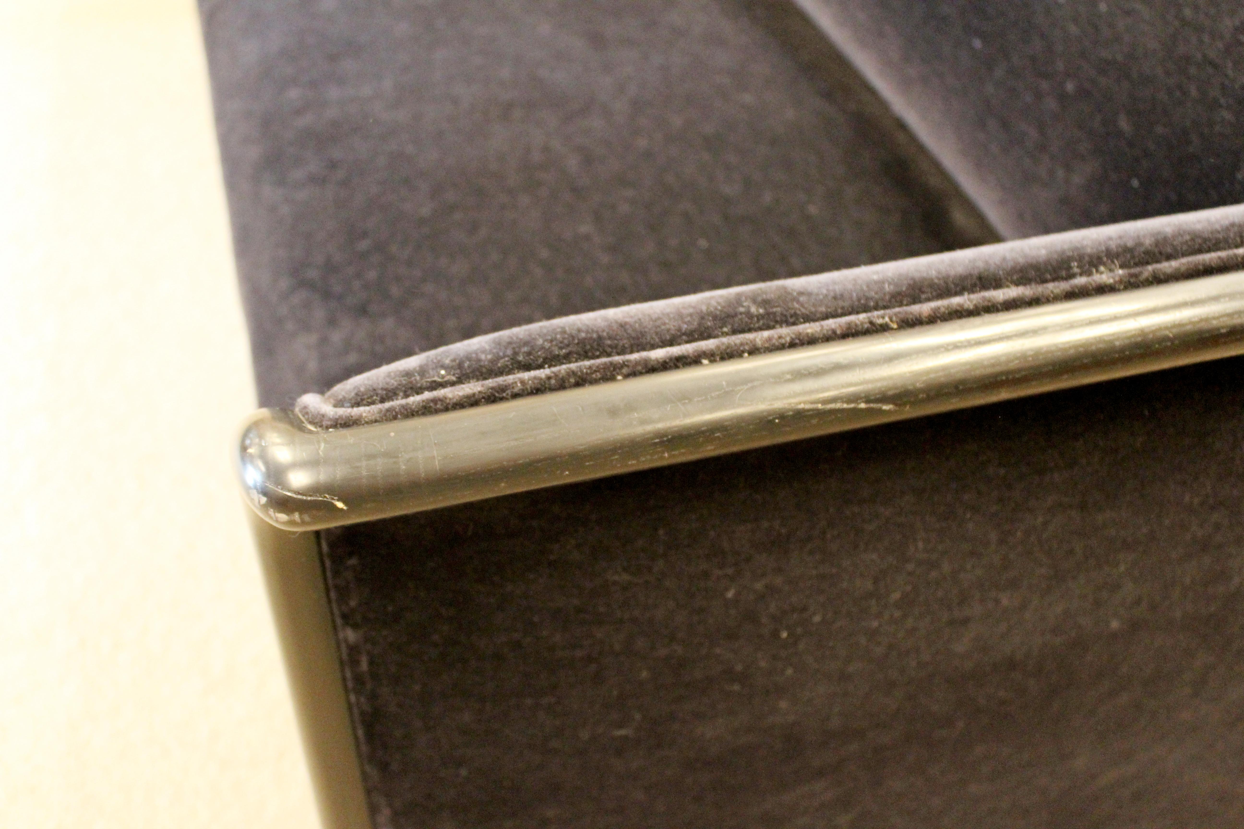 Late 20th Century Art Deco Style Curved Black Mohair Sofa by Ward Bennett for Brickell, 1990s