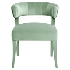 Art Deco Style Curved Dining Chair by Munna Design Studio in Dusty Rose Velvet