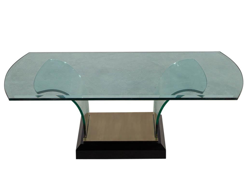 American Art Deco Style Curved Glass Coffee Table For Sale