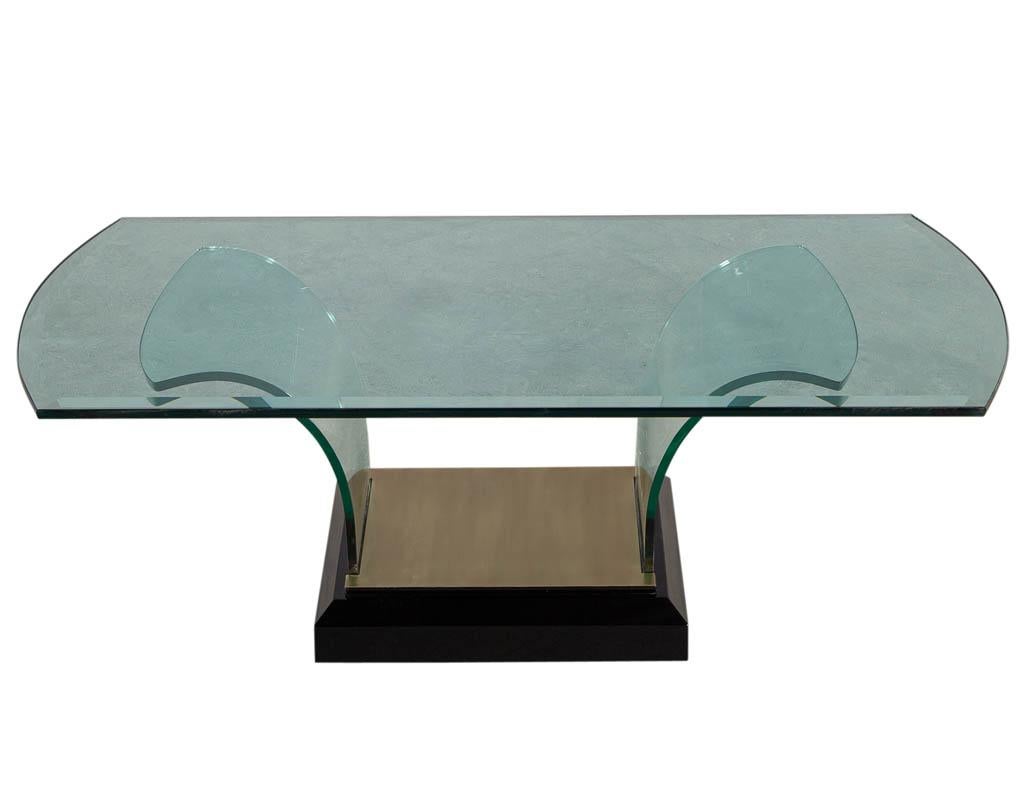 American Art Deco Style Curved Glass Coffee Table