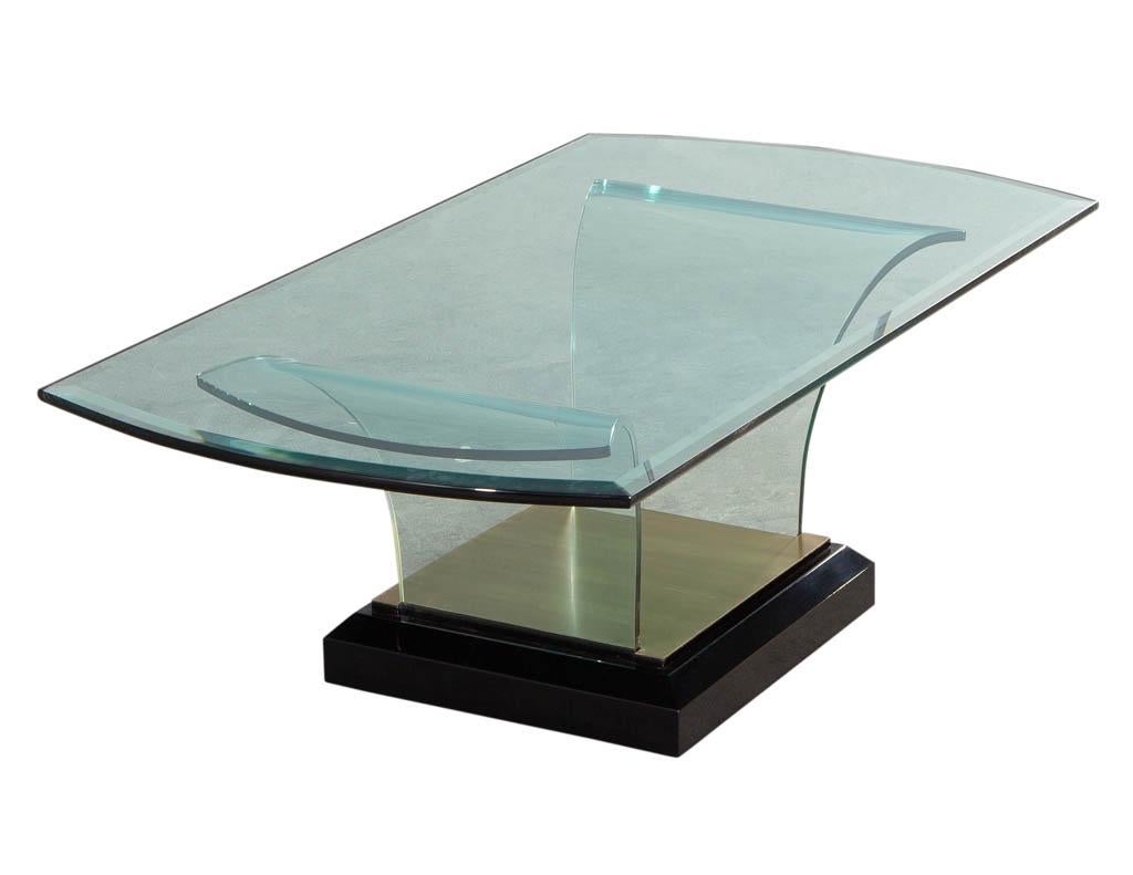 Late 20th Century Art Deco Style Curved Glass Coffee Table For Sale