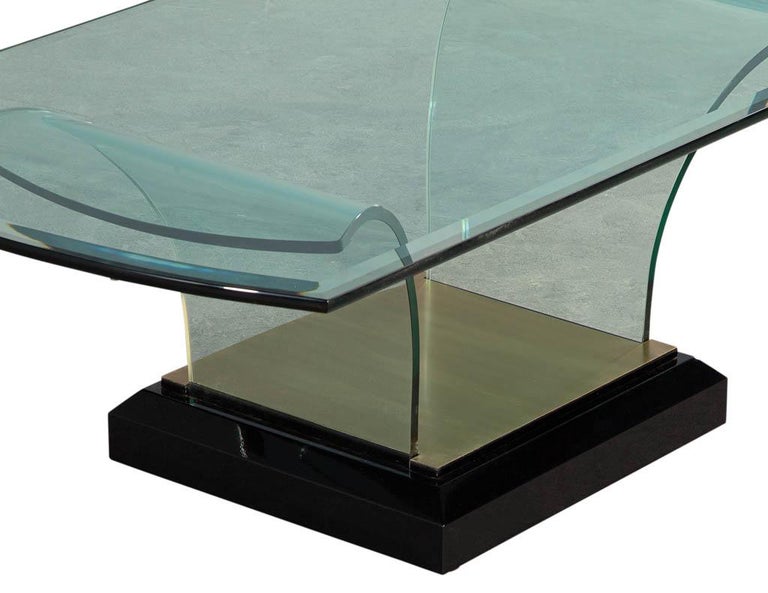 Art Deco Style Curved Glass Coffee Table For Sale at 1stDibs