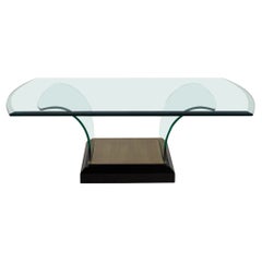Tavolino da caffè in vetro curvato in stile Art Déco