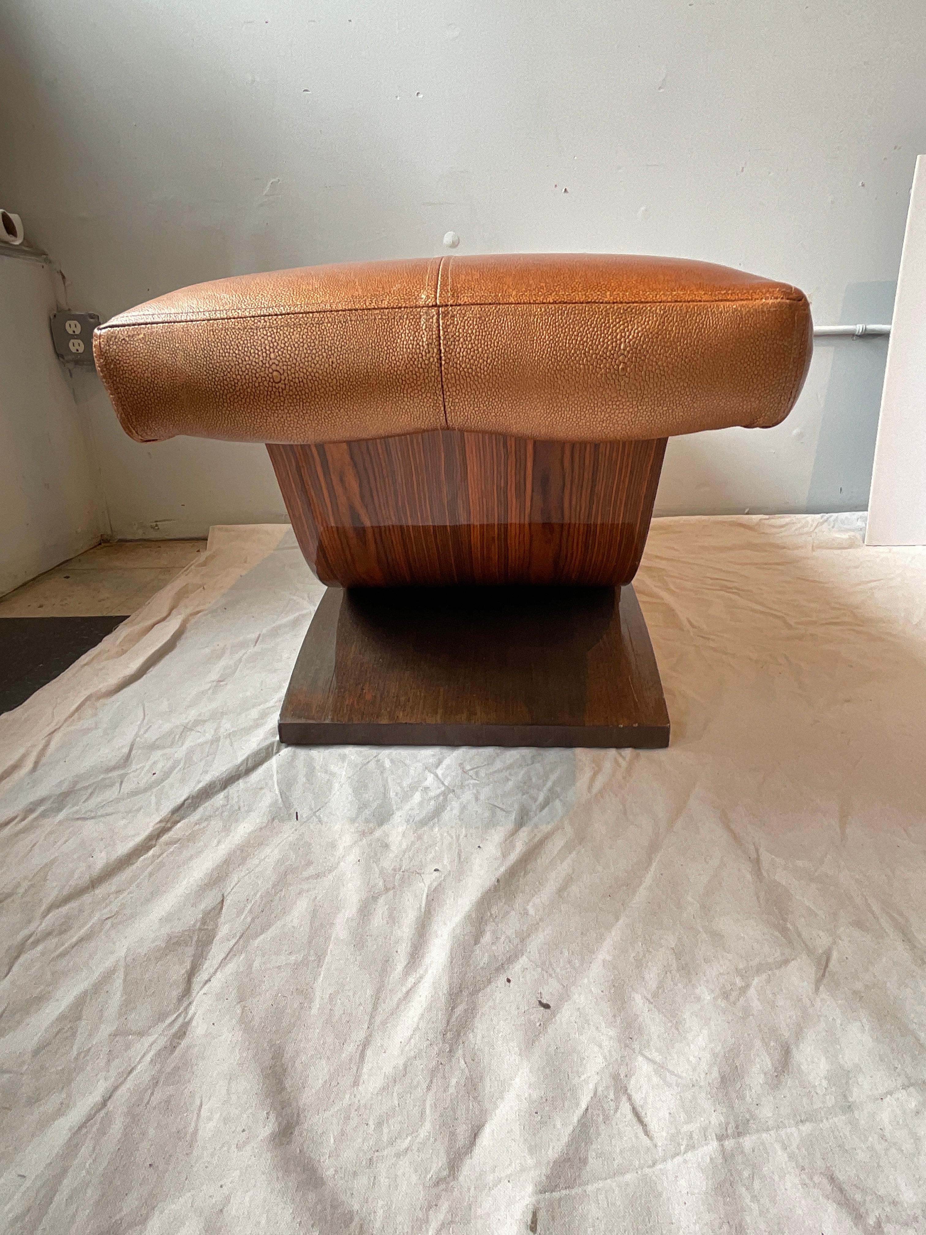 Contemporary Art Deco Style Custom Made Bench With Leather Top For Sale