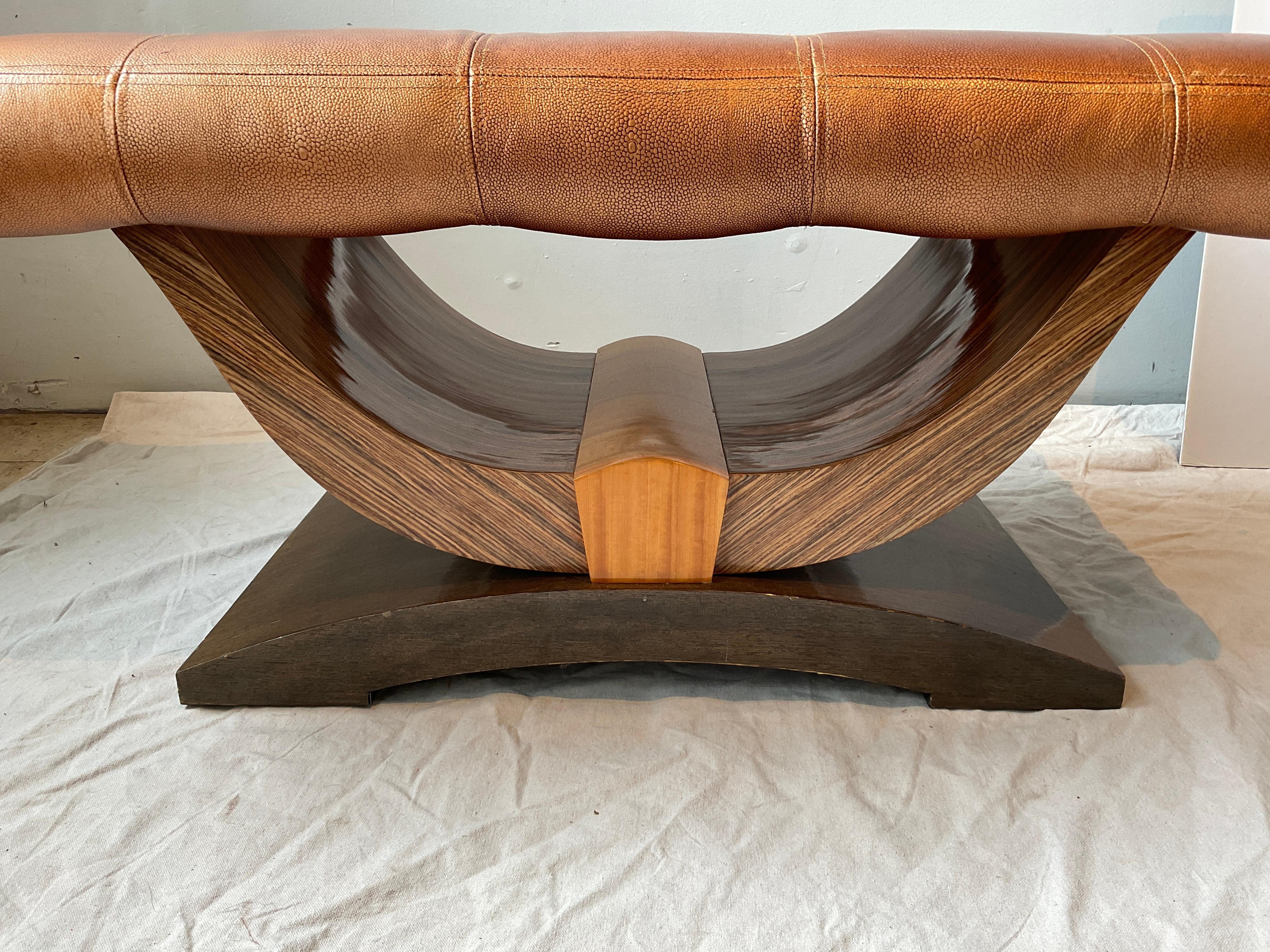 Art Deco Style Custom Made Bench With Leather Top For Sale 1