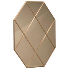 Art Deco Style Customizable Octagonal Brass Window Look Bronze Mirror 63"