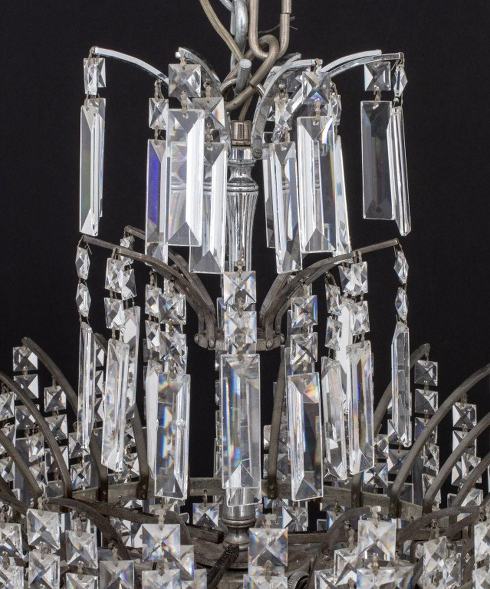 Art Deco Style Cut-Crystal Circular Chandelier For Sale 4