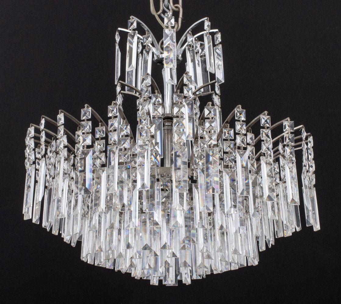Art Deco Style Cut-Crystal Circular Chandelier For Sale 5