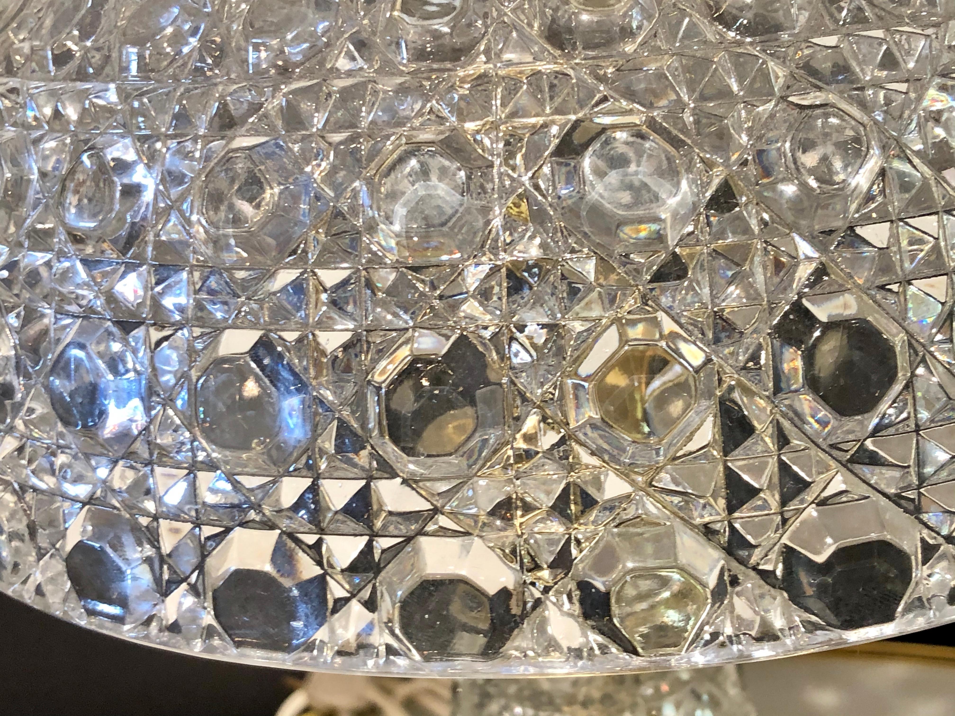 Art Deco Stil geschliffenes Kristall Dome geformt Schreibtischlampe (Mitte des 20. Jahrhunderts) im Angebot