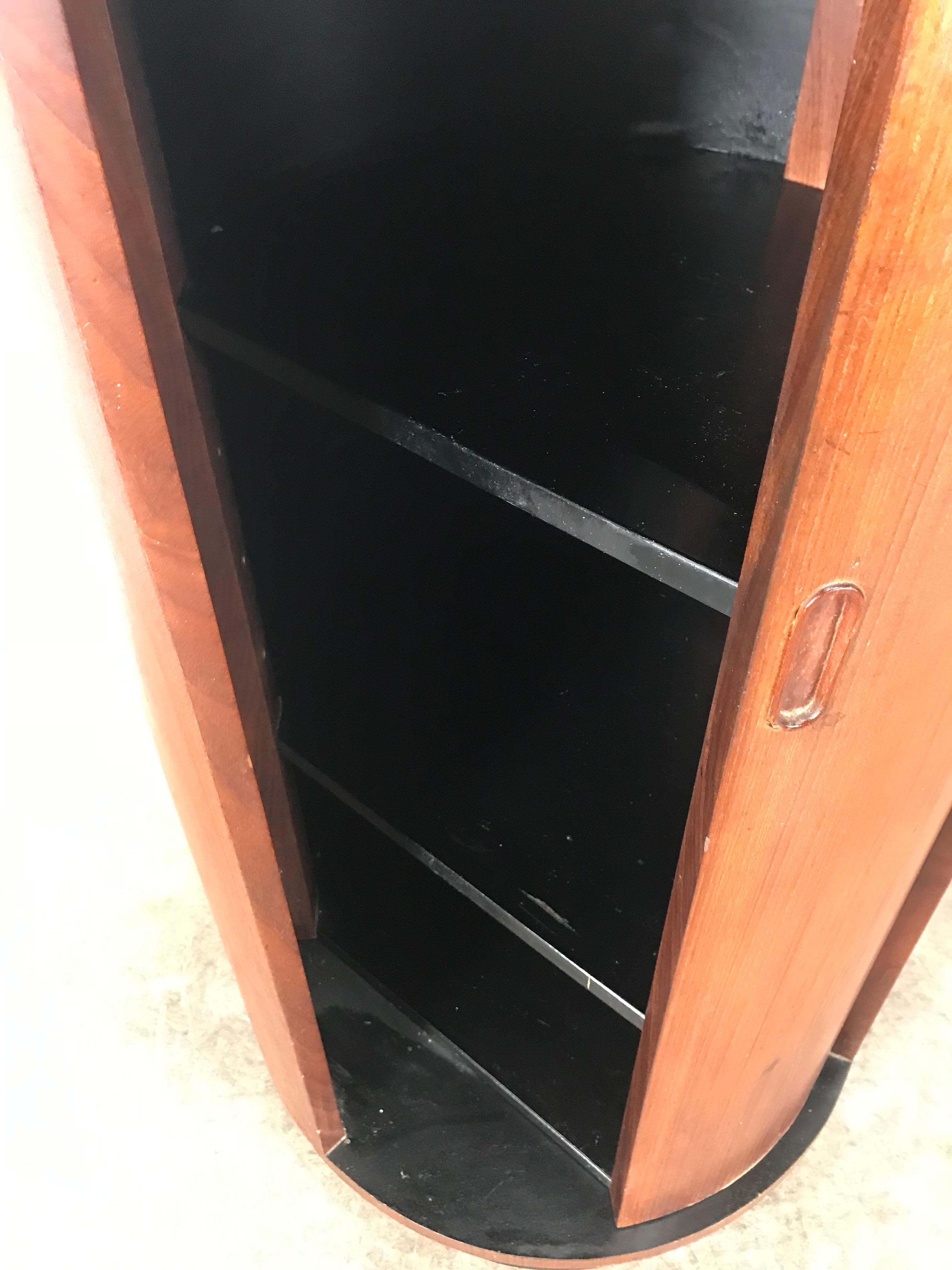 Canadian Art Deco Style Cylinder Bar, Lazy Susan Revolving Shelf Interior, R S Associates