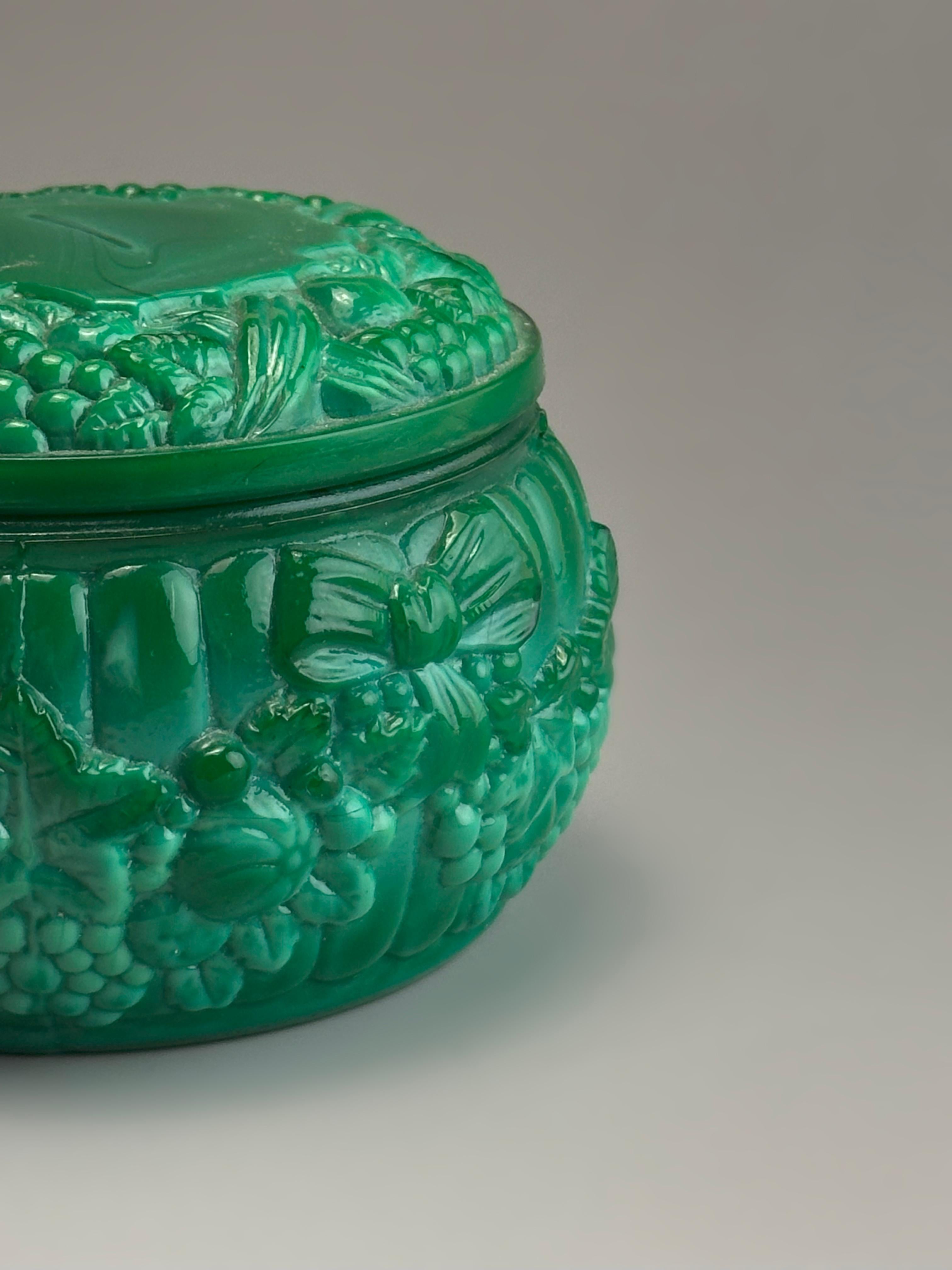 Art Deco Style Czech Malachite Glass Trinket Dish, 1960s For Sale 1