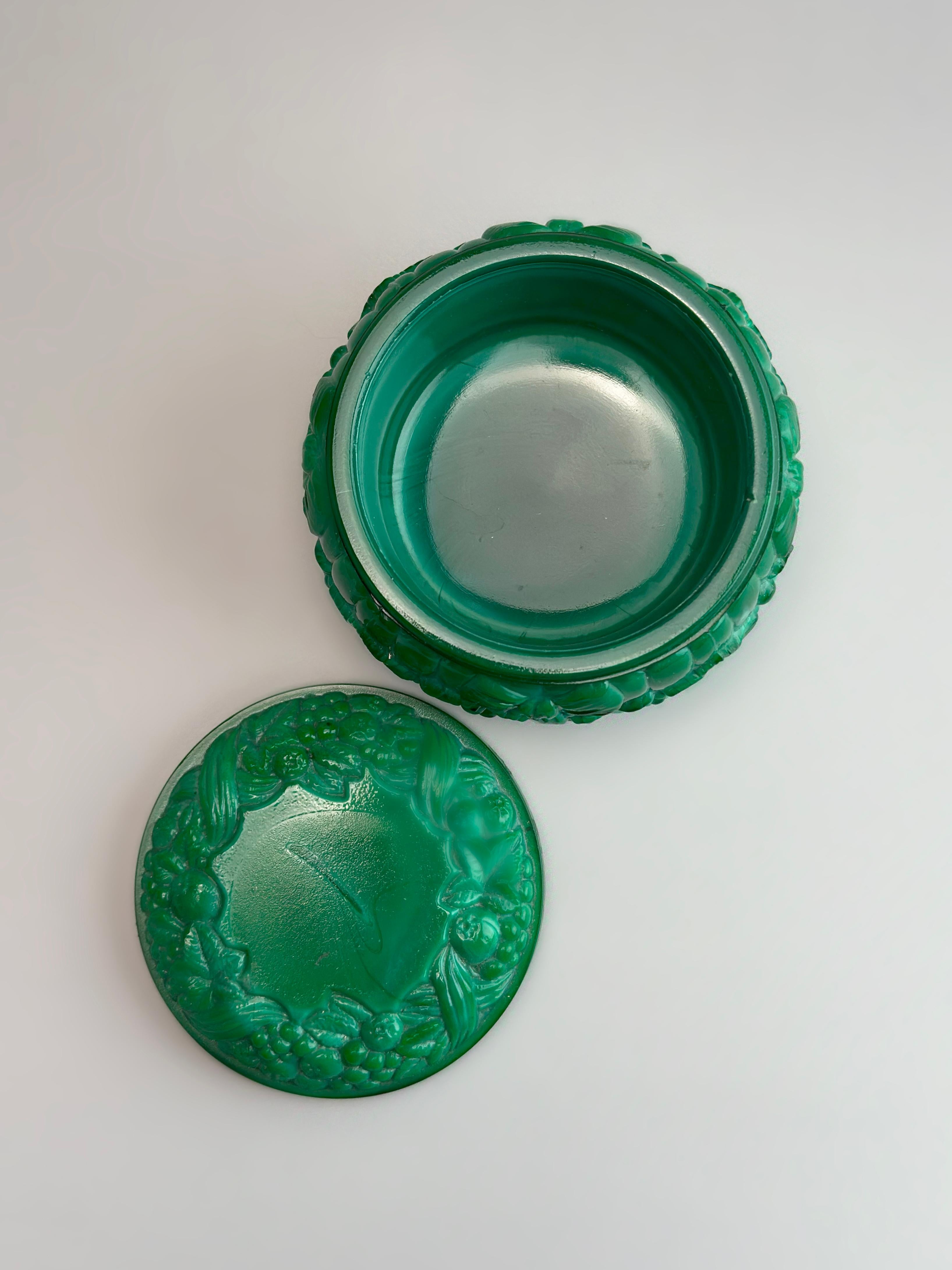 Art Deco Style Czech Malachite Glass Trinket Dish, 1960s For Sale 2