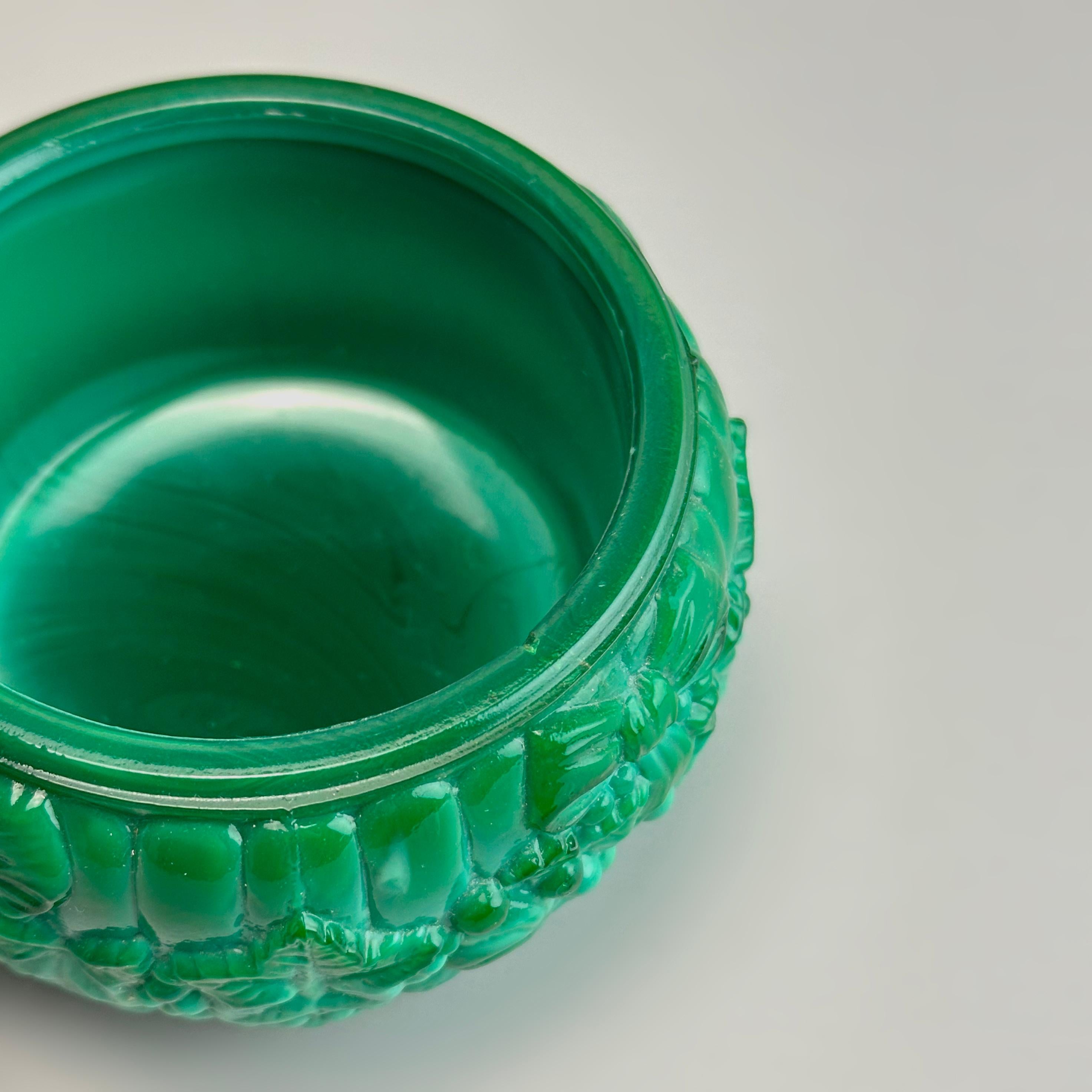 Art Deco Style Czech Malachite Glass Trinket Dish, 1960s For Sale 3