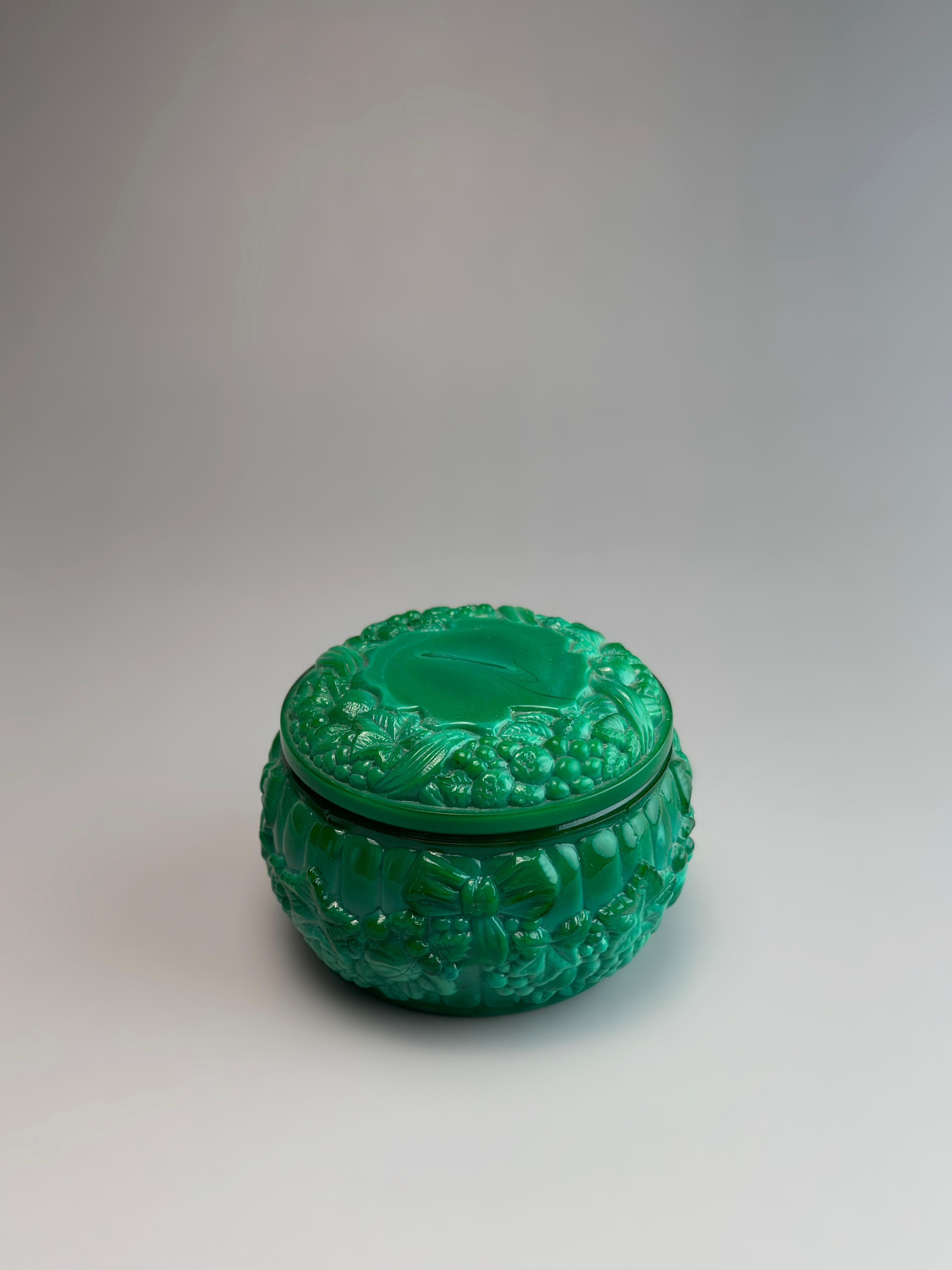 Art Deco Style Czech Malachite Glass Trinket Dish, 1960s For Sale 4