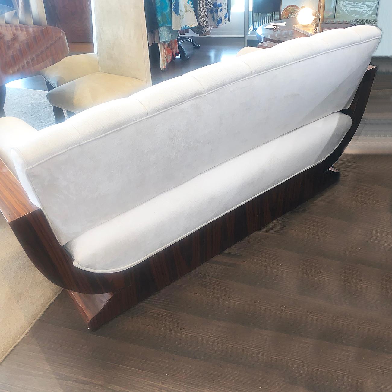 Art Deco Style D Shaped Sofa Reupholstered In Good Condition For Sale In Daylesford, Victoria