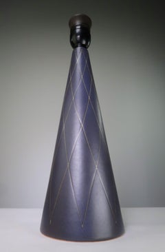 Art Deco Graphite Ceramic Lamp by Michael Andersen, 1950s