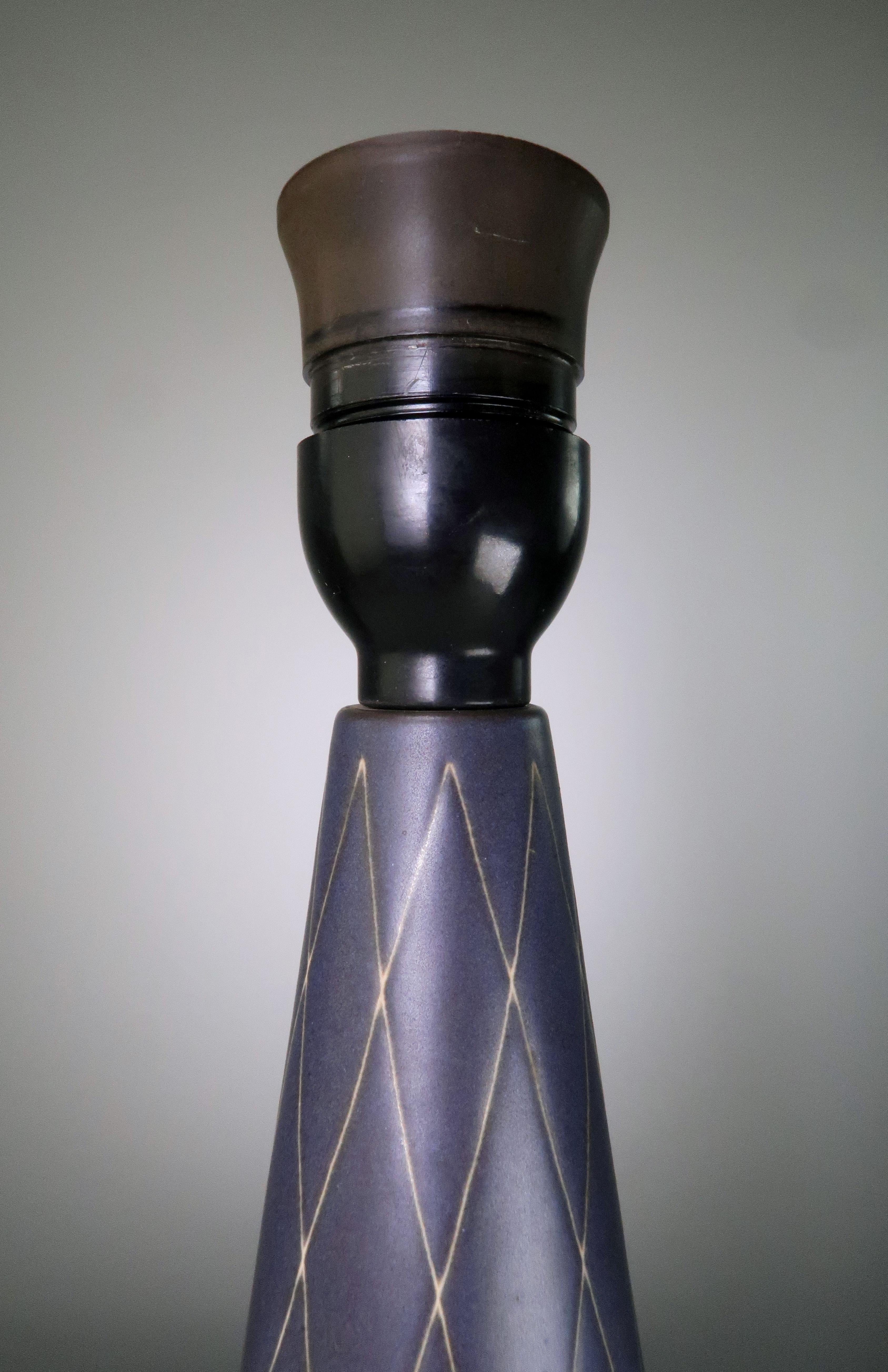 Danish Art Deco Graphite Ceramic Lamp by Michael Andersen, 1950s For Sale