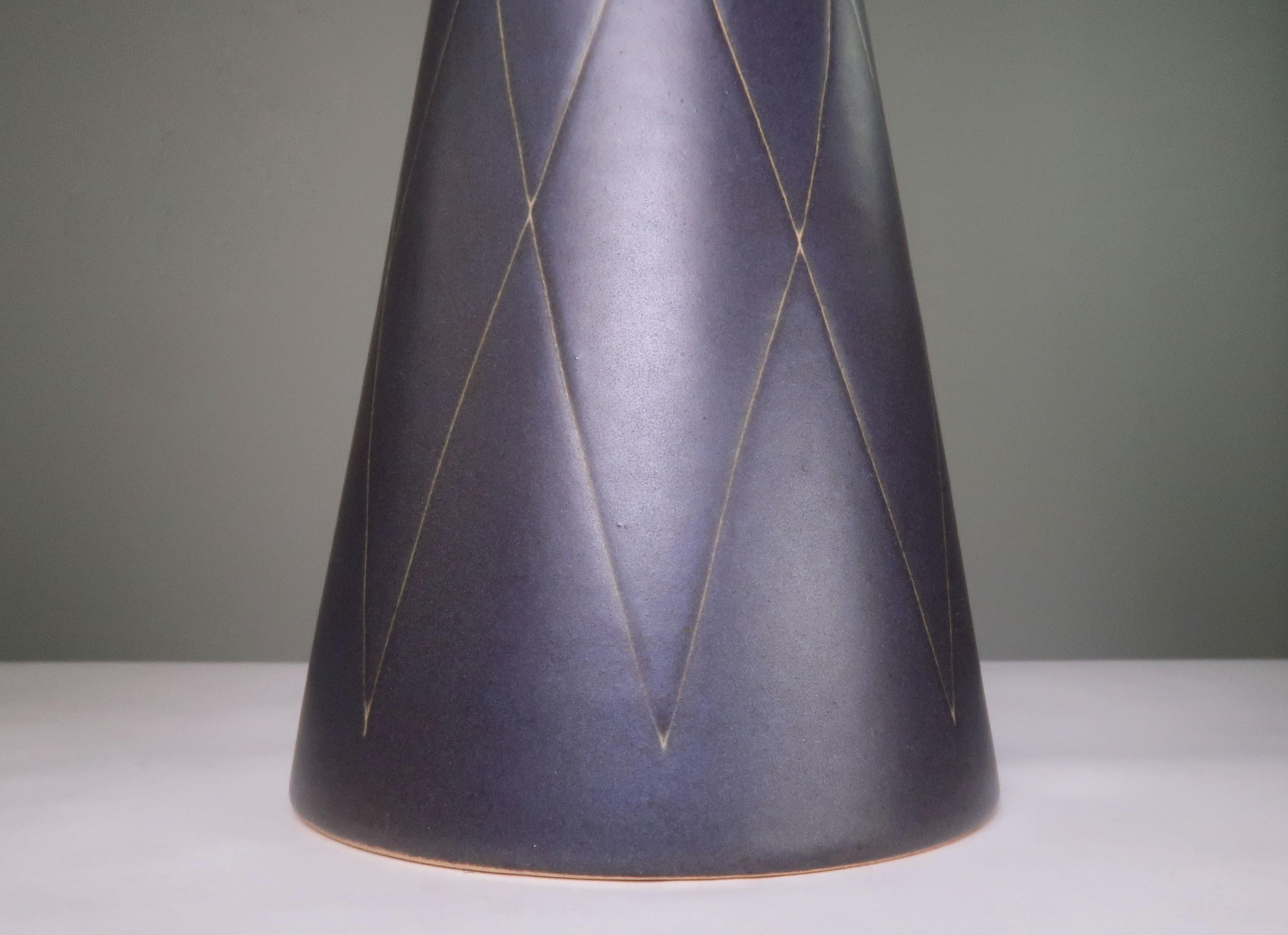 Hand-Crafted Art Deco Graphite Ceramic Lamp by Michael Andersen, 1950s For Sale