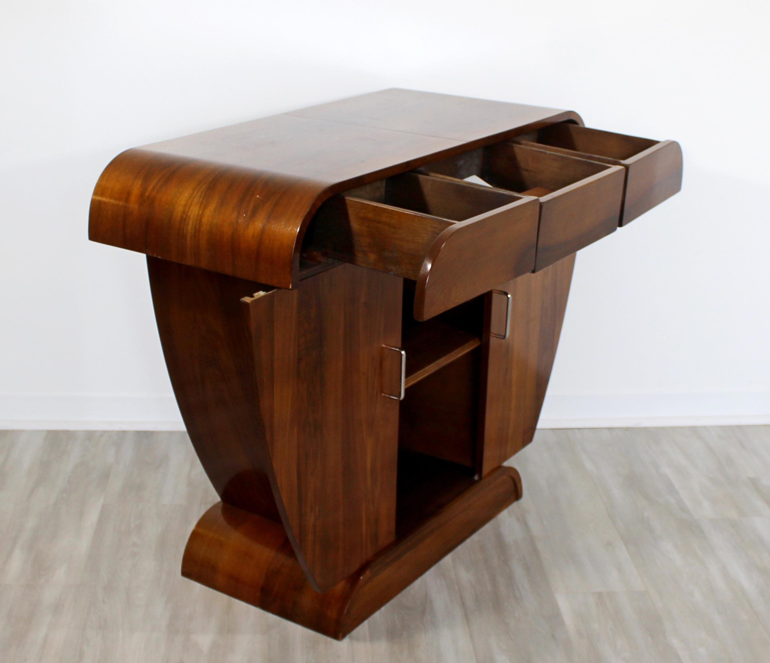 Art Deco Style De Bournais Sculptural Custom Cherrywood Console Cabinet Table In Good Condition In Keego Harbor, MI