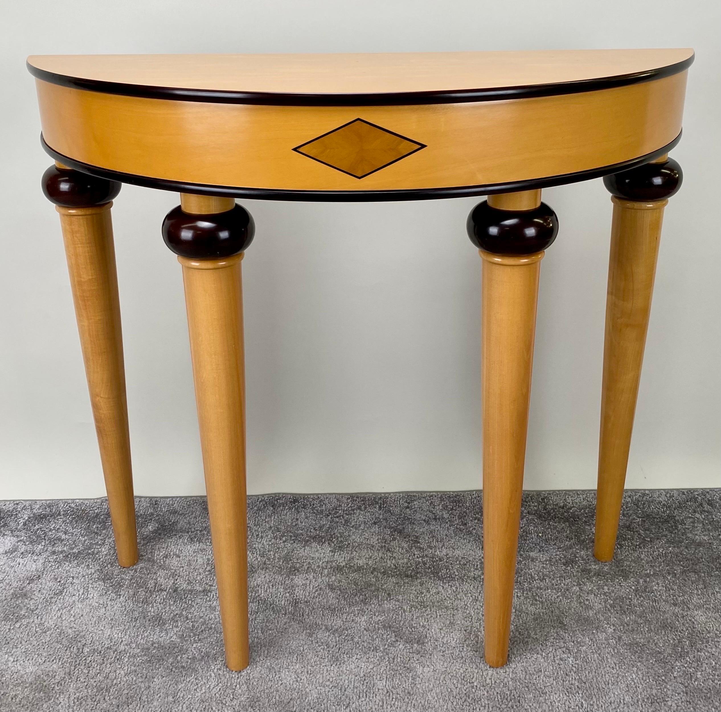 North American Art Deco Style Demi-Lune Console Table For Sale