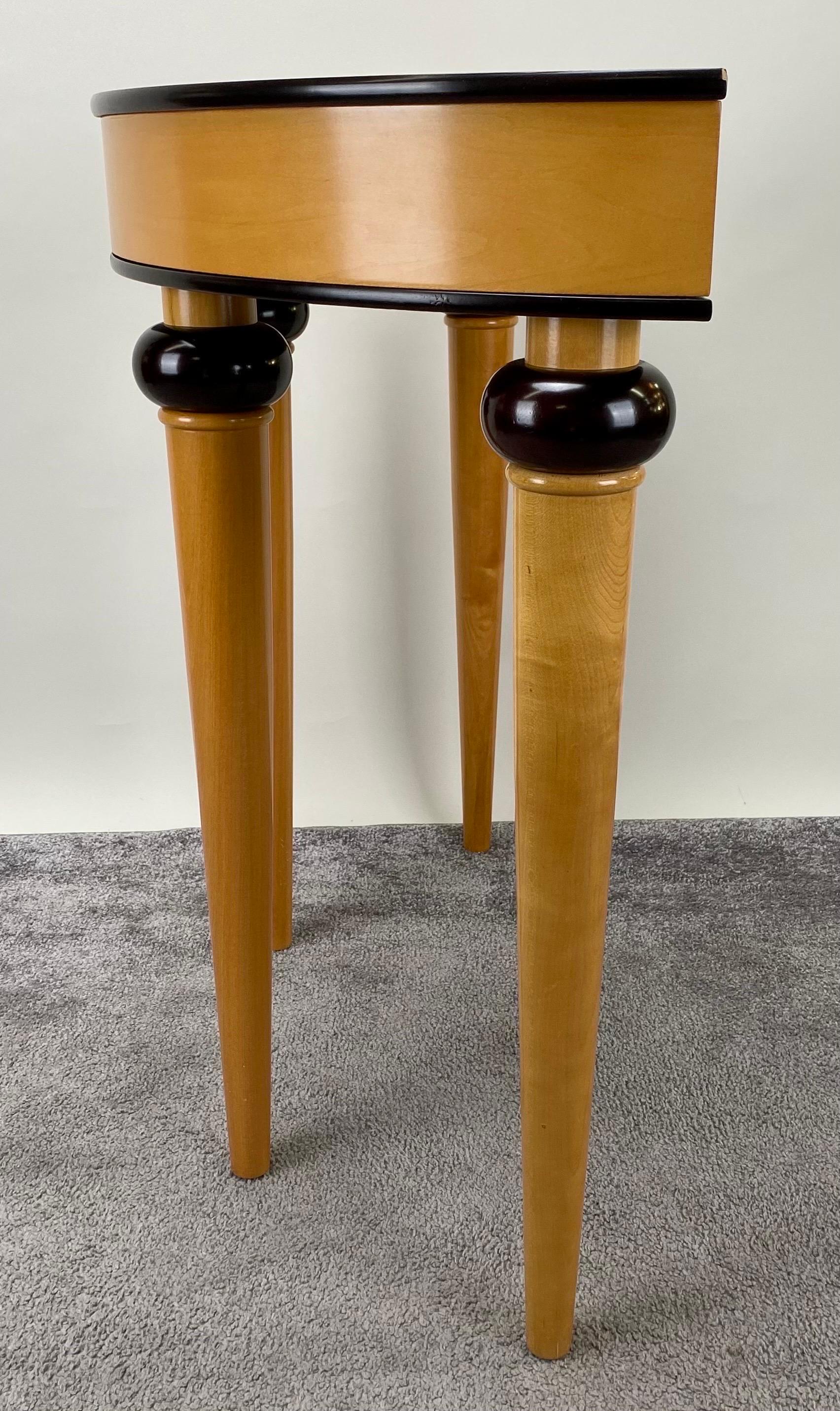Wood Art Deco Style Demi-Lune Console Table For Sale