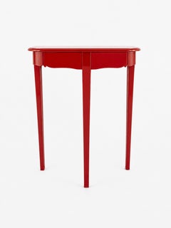 Art Deco Style Demi-Lune Console Table in High-Gloss Chinese Cinnabar Red Lacque