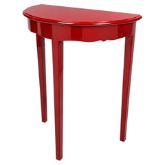 Art Deco Style Demi-Lune Console Table in High-Gloss Chinese Cinnabar Red Lacque