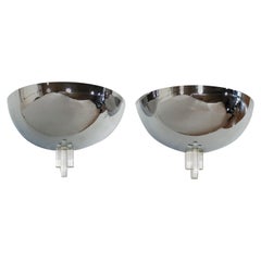 Art Deco Style Demilune Chrome Wall Sconces by Boyd