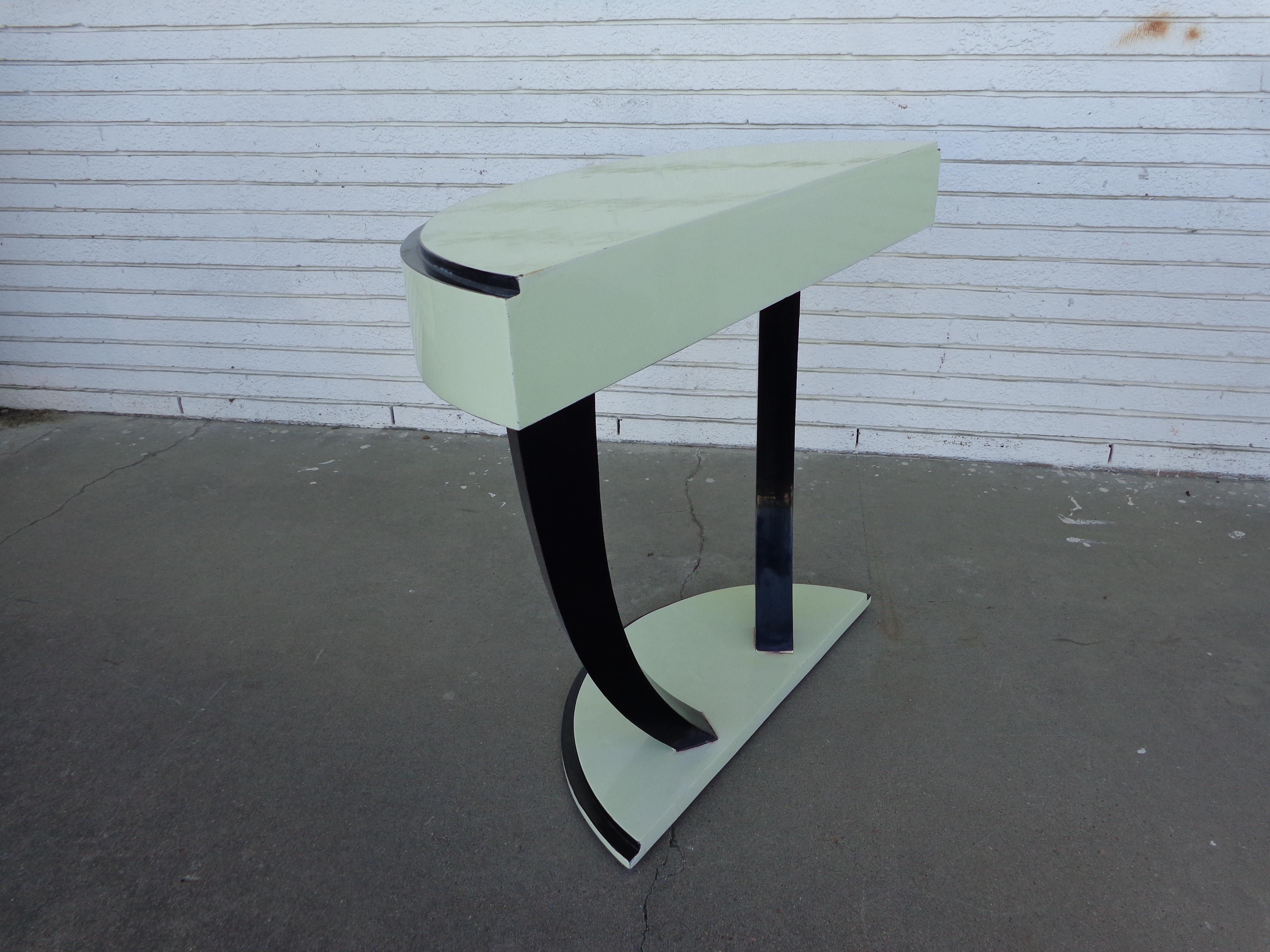 Lacquered Art Deco Style Demilune Console Table