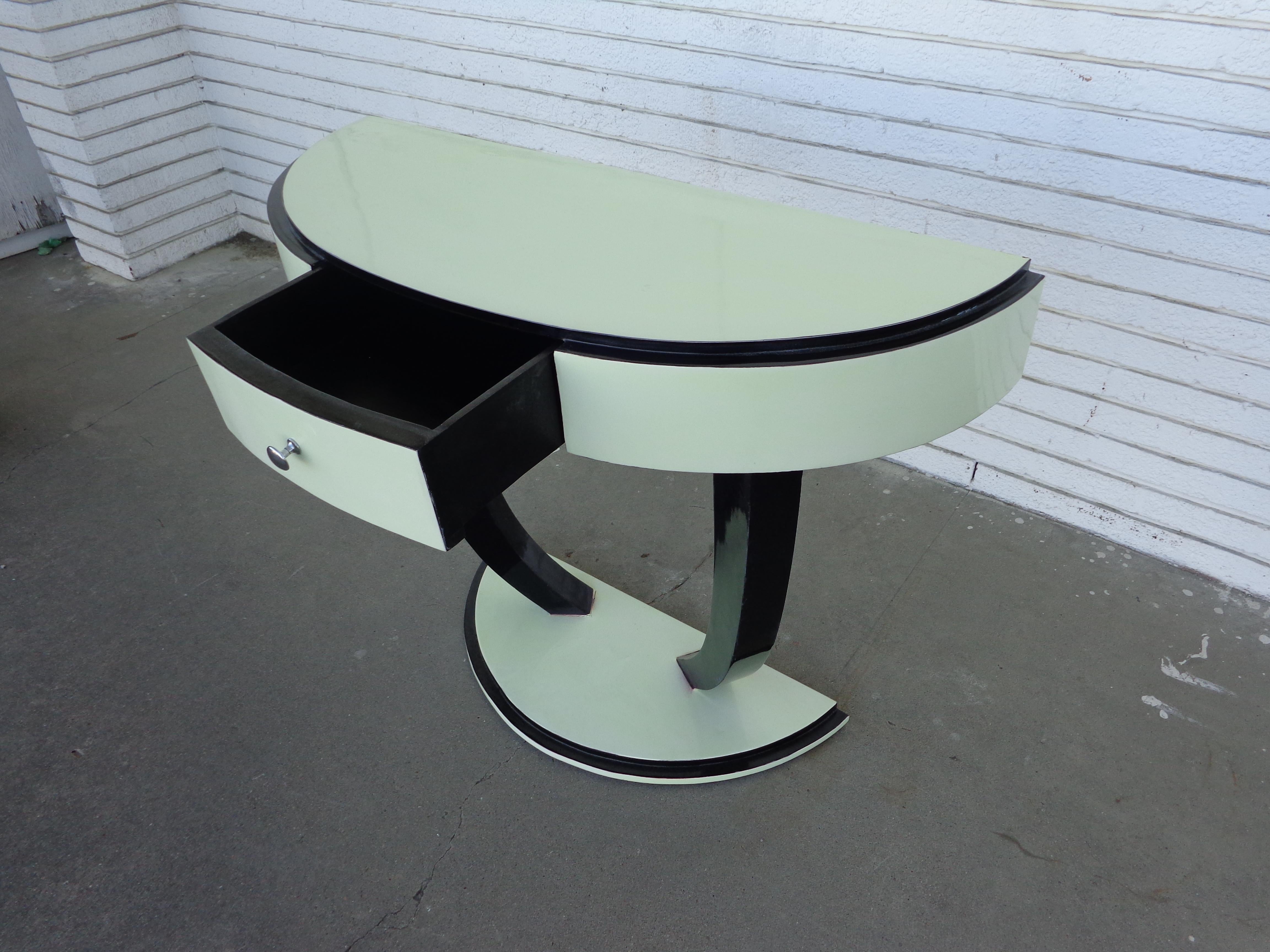 20th Century Art Deco Style Demilune Console Table