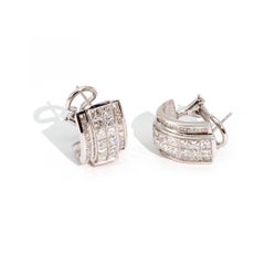 Art Deco Style Diamond and 14 Carat White Gold Earrings