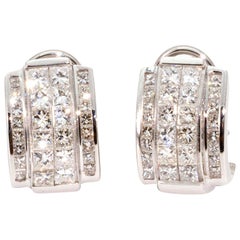 Art Deco Style Diamond and 14 Carat White Gold Earrings