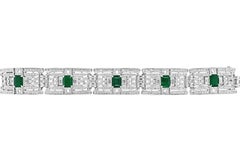 Art Deco Style Diamond and Emerald Bracelet