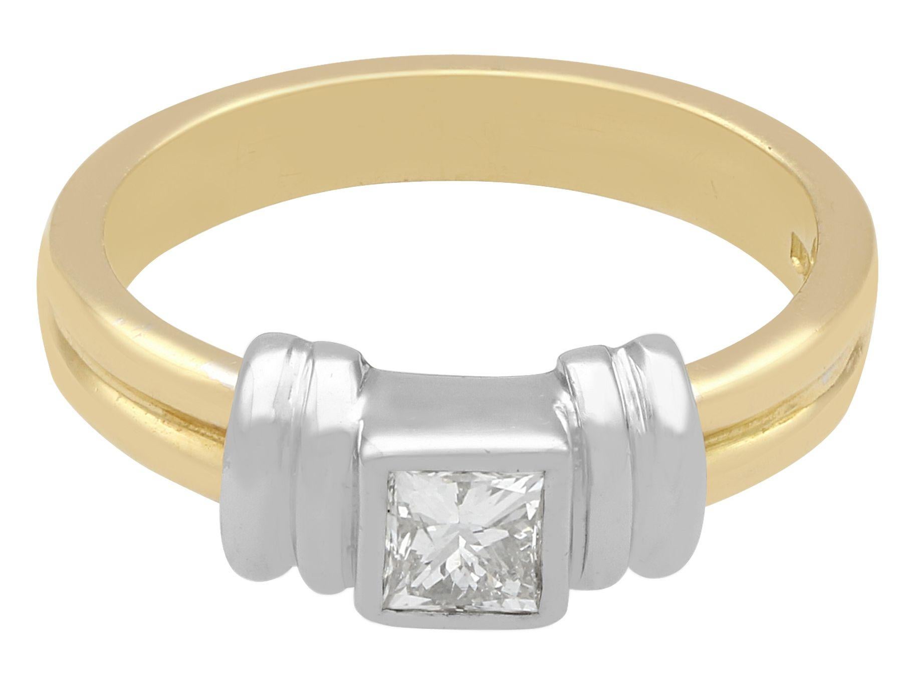 Women's Art Deco Style Diamond and Gold Solitaire Ring For Sale