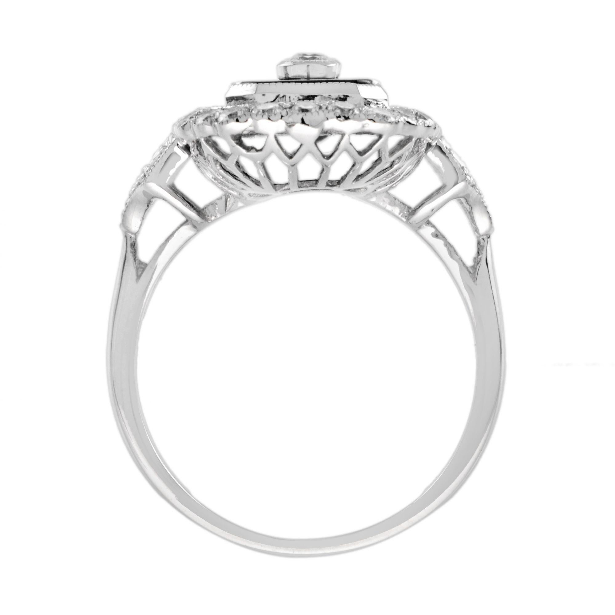 Im Angebot: Ring aus 18 Karat Weigold mit Diamanten und Onyx im Art-dco-Stil () 5