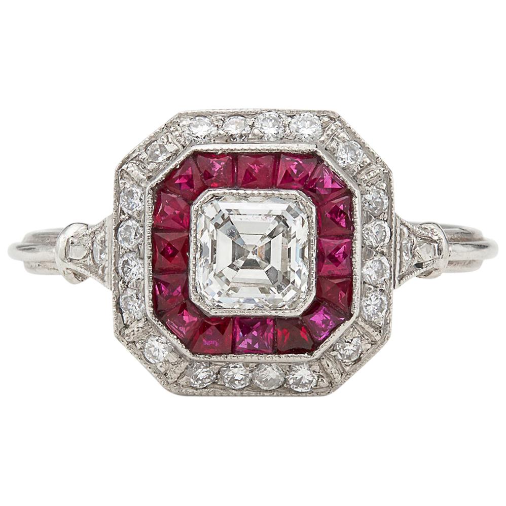 Art Deco Style Diamond and Ruby Ring