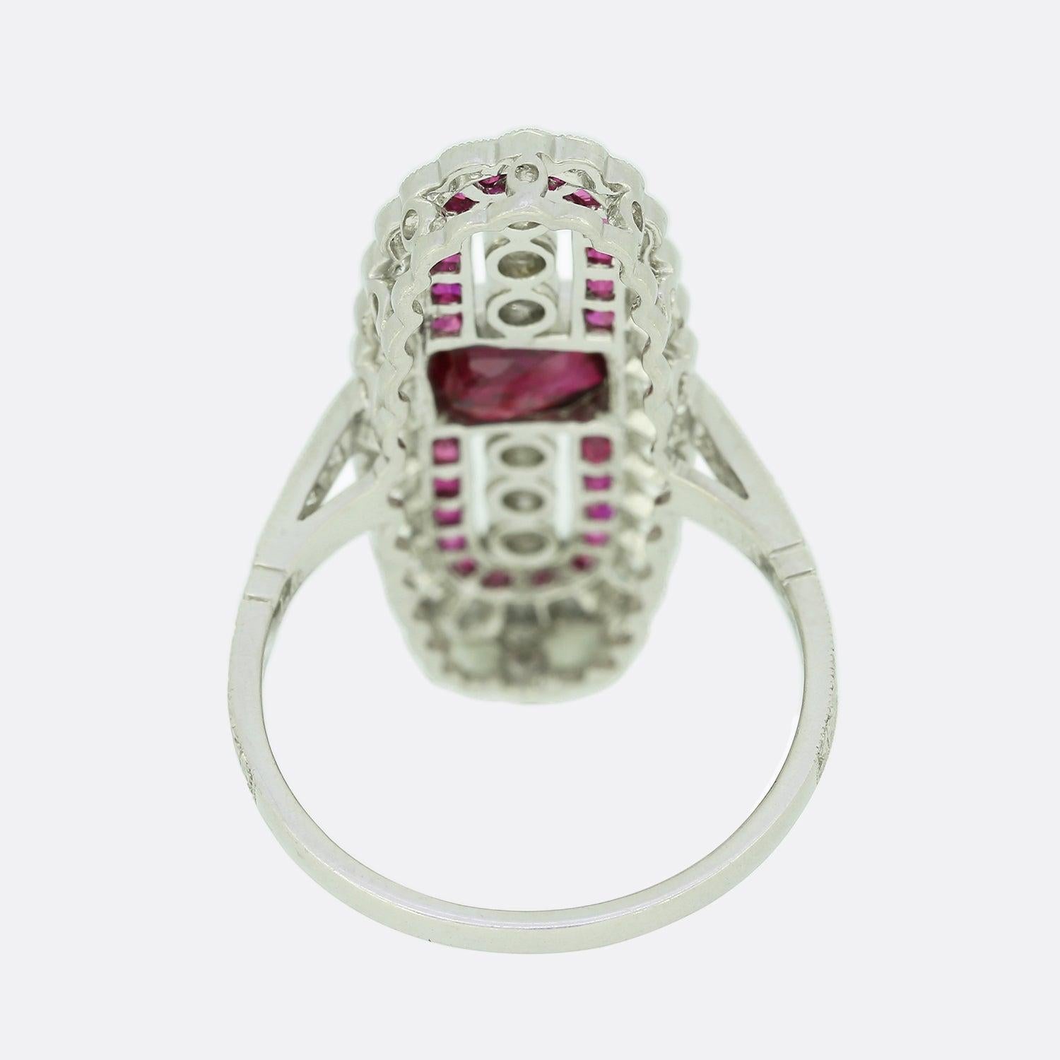 Anello con diamante e rubino in stile Art Déco In condizioni buone in vendita a London, GB