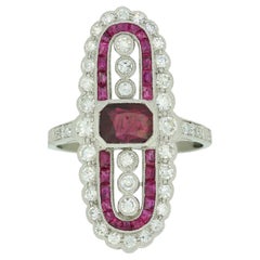 Bague de table de style Art déco en diamants et rubis