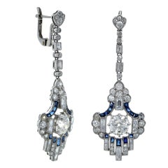 Diamond and Sapphire Dangle Earrings