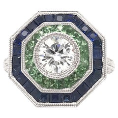 Art Deco Style Diamond and Sapphire Ring