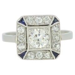 Art Deco Style Diamond and Sapphire Ring