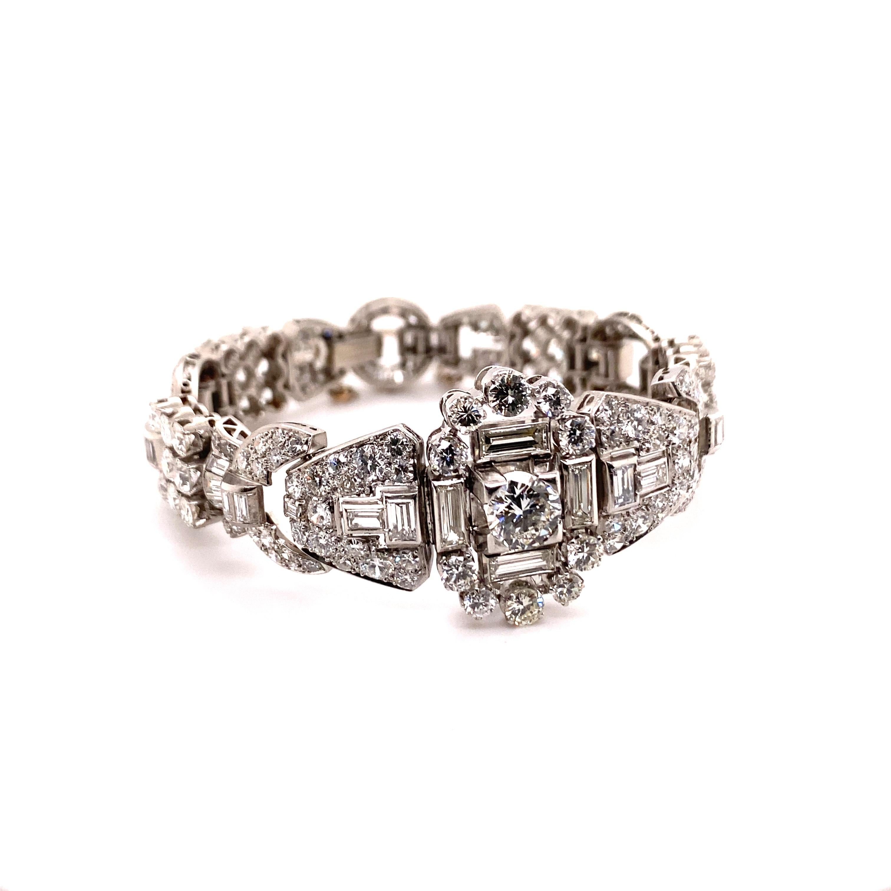 Art Deco Style Diamond Bracelet in Platinum 950 2