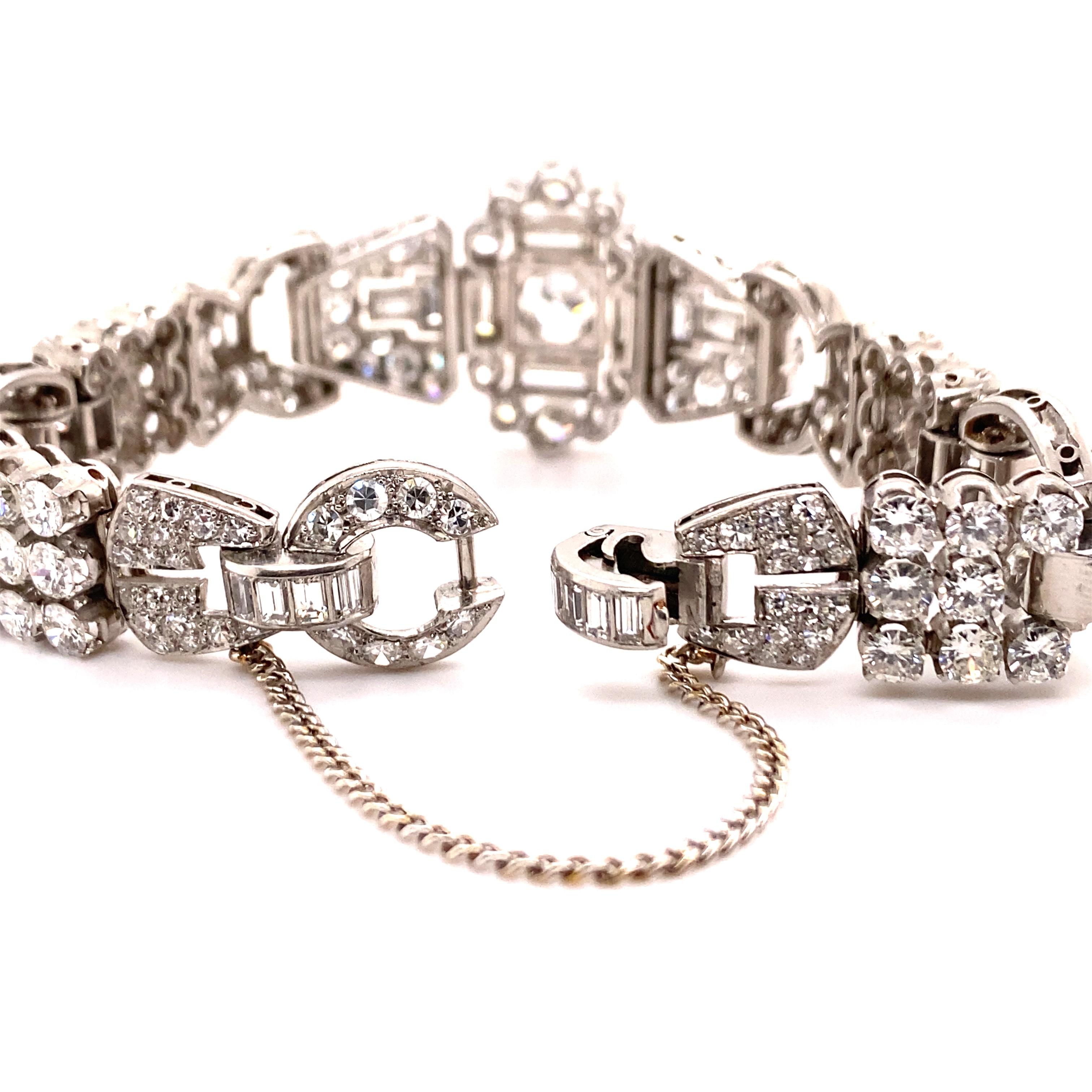 Brilliant Cut Art Deco Style Diamond Bracelet in Platinum 950