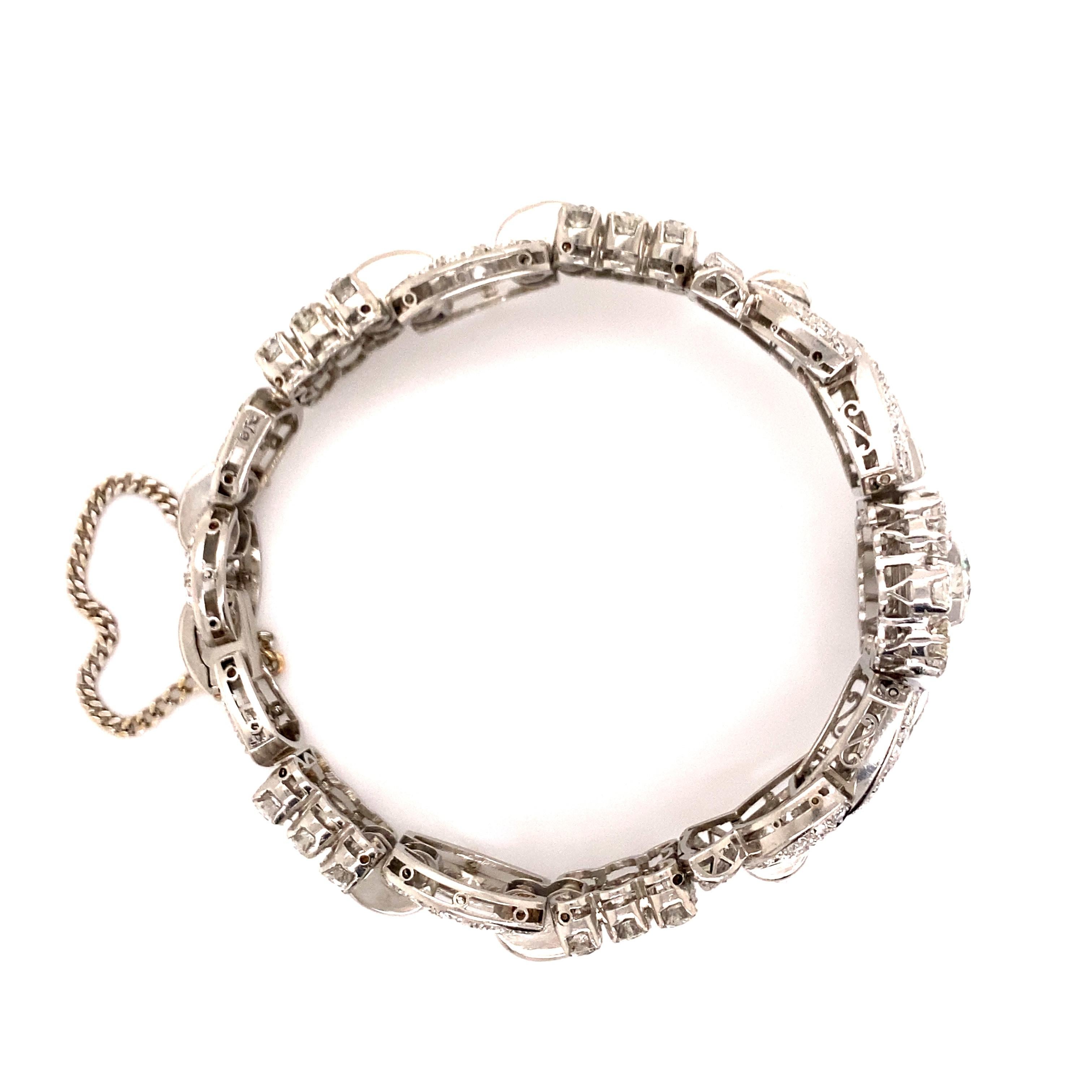 Women's or Men's Art Deco Style Diamond Bracelet in Platinum 950