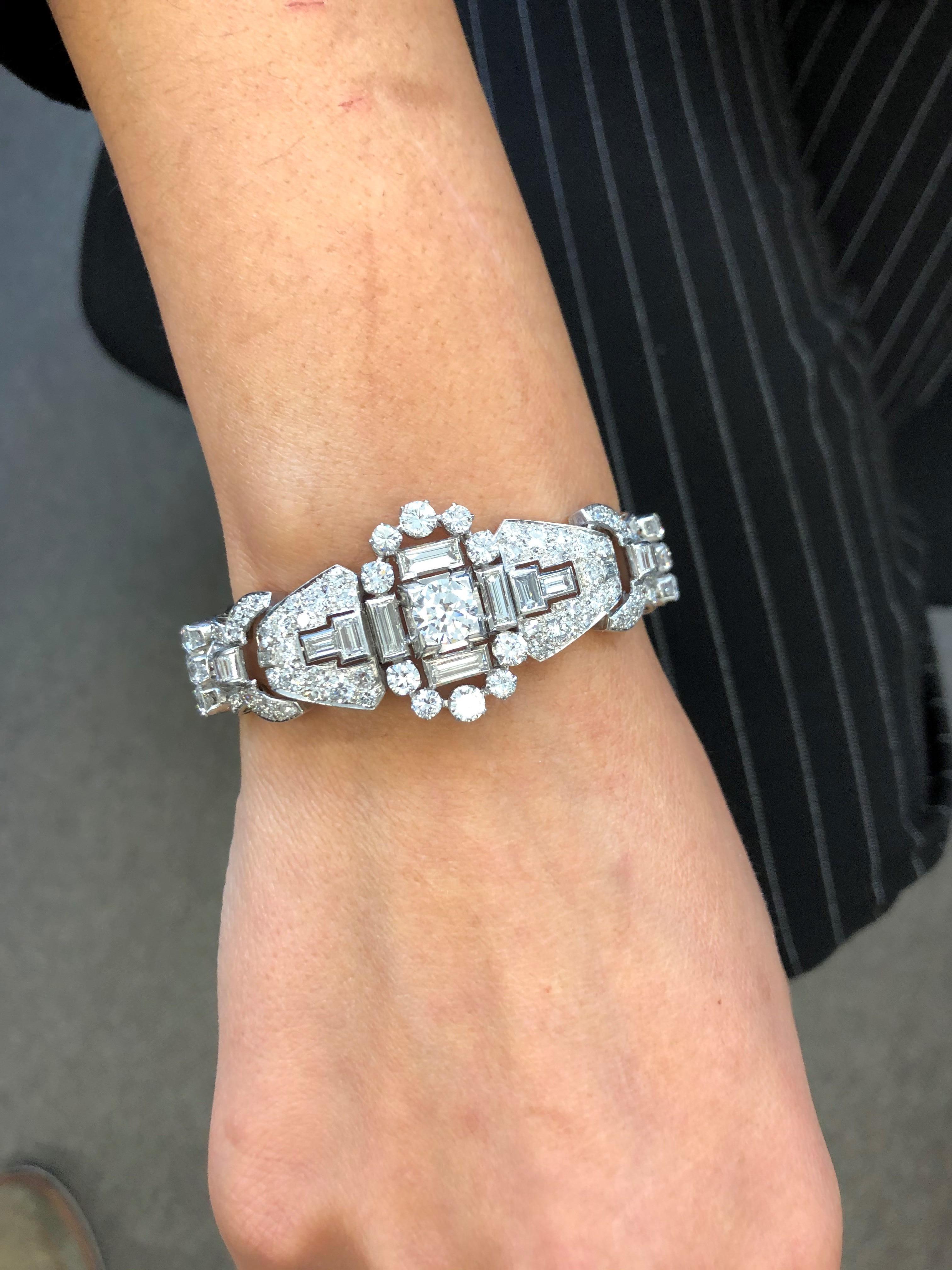 Art Deco Style Diamond Bracelet in Platinum 950 1