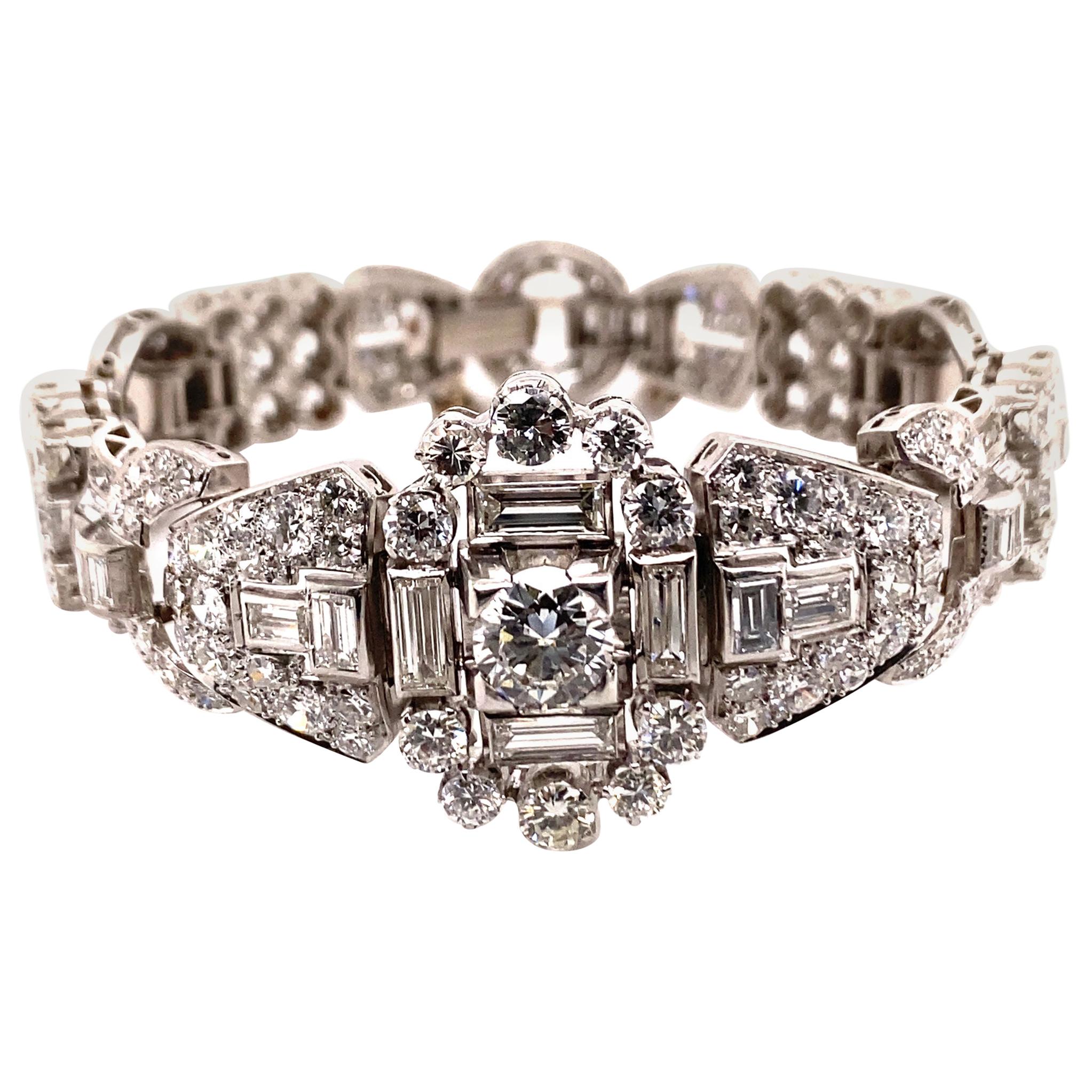 Art Deco Style Diamond Bracelet in Platinum 950