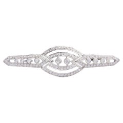 Art Deco Style Diamond Brooch in 18 Karat White Gold