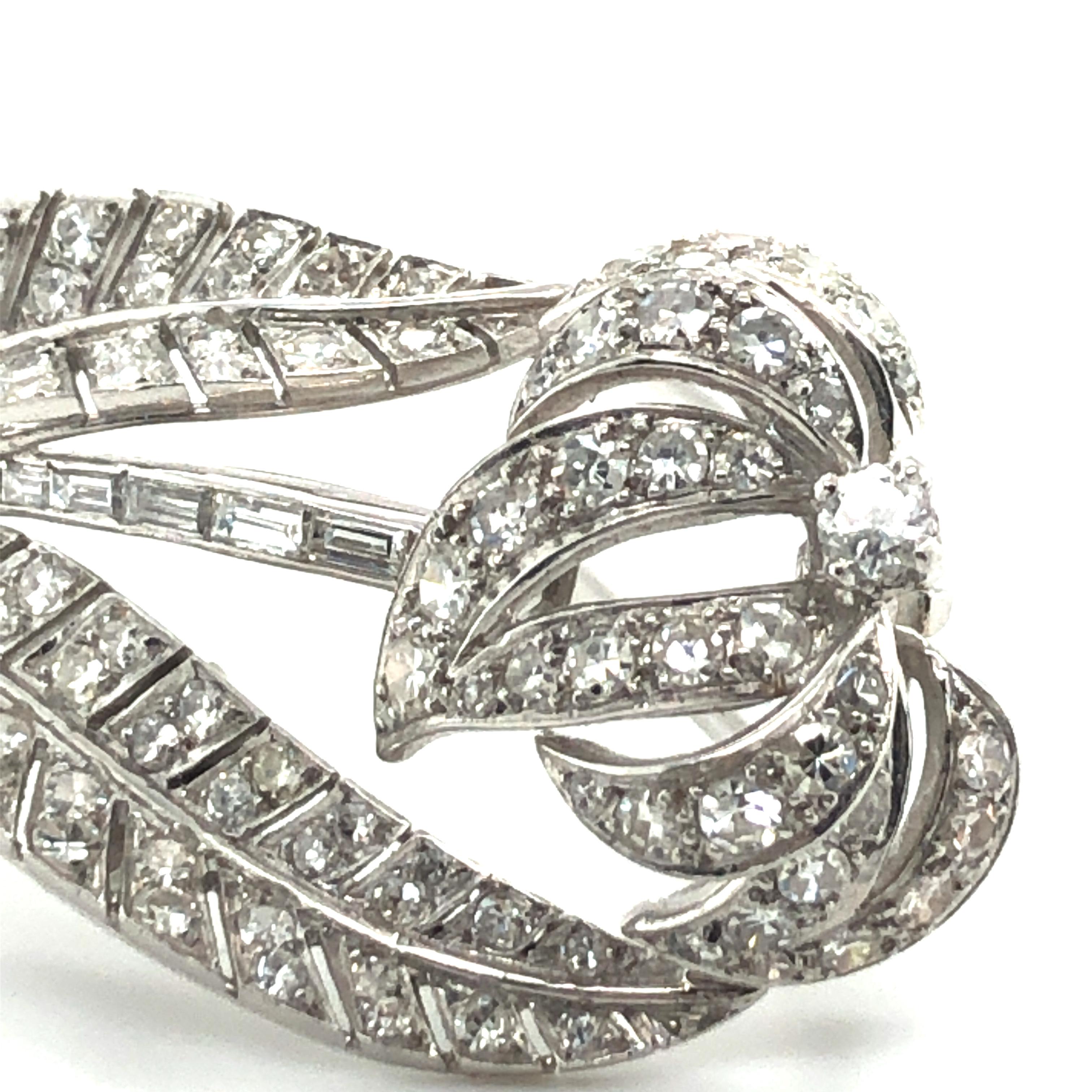 Art Deco Style Diamond Brooch in Platinum 950 2
