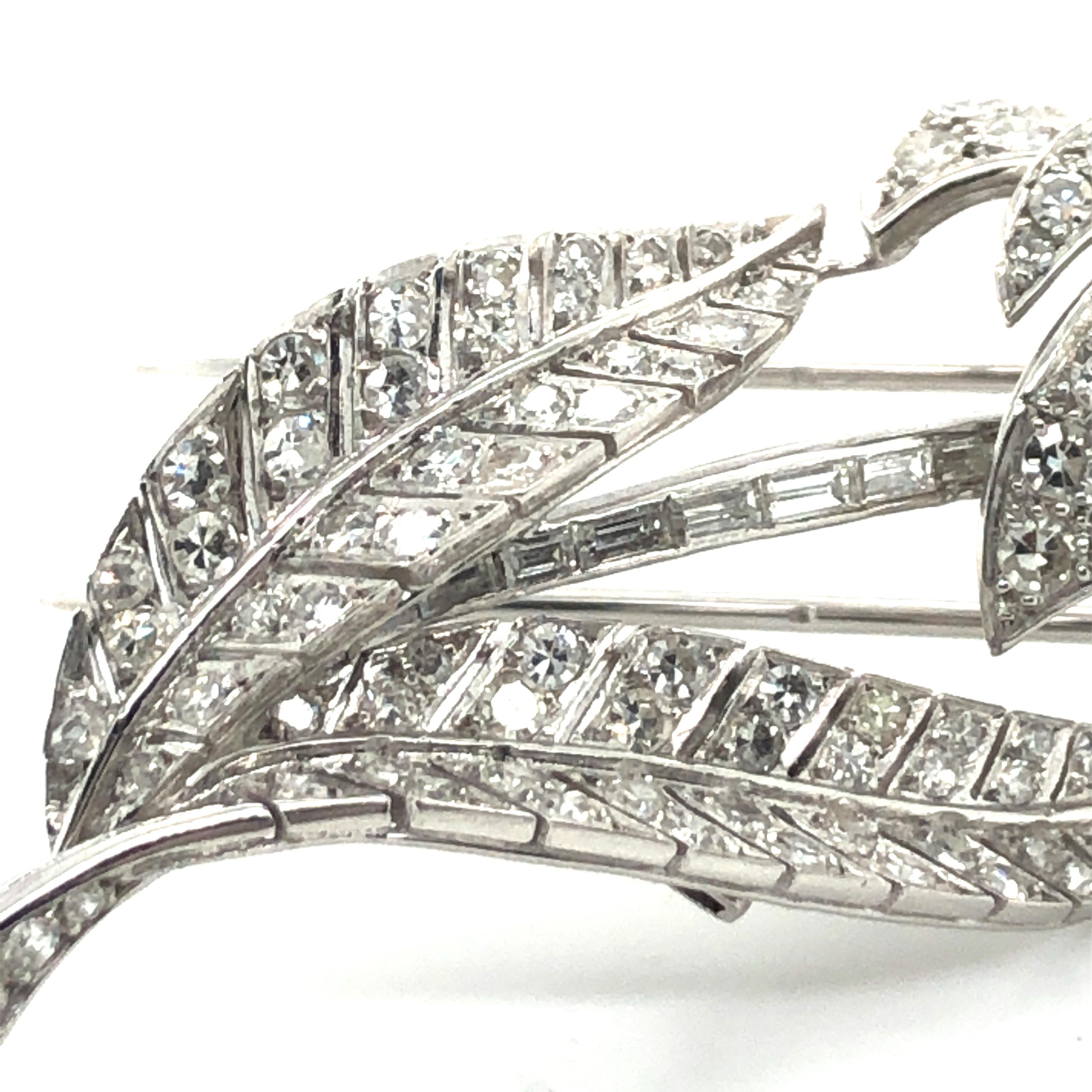 Art Deco Style Diamond Brooch in Platinum 950 3